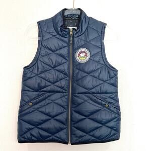 Ivory Ella Quilted Puffer Vest Navy Blue Lightweight Elephant - Small